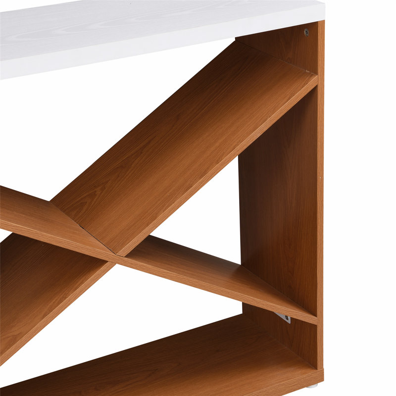 Farmhouse Console Table with X Shape Detachable Design, Ideal for Entryway, Living Room, Foyer and Hallway Storage, White