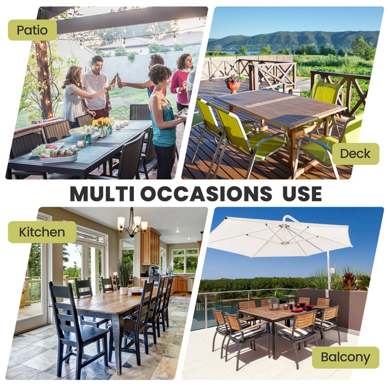 Gray Aluminum and Wood Outdoor Dining Armchairs Set