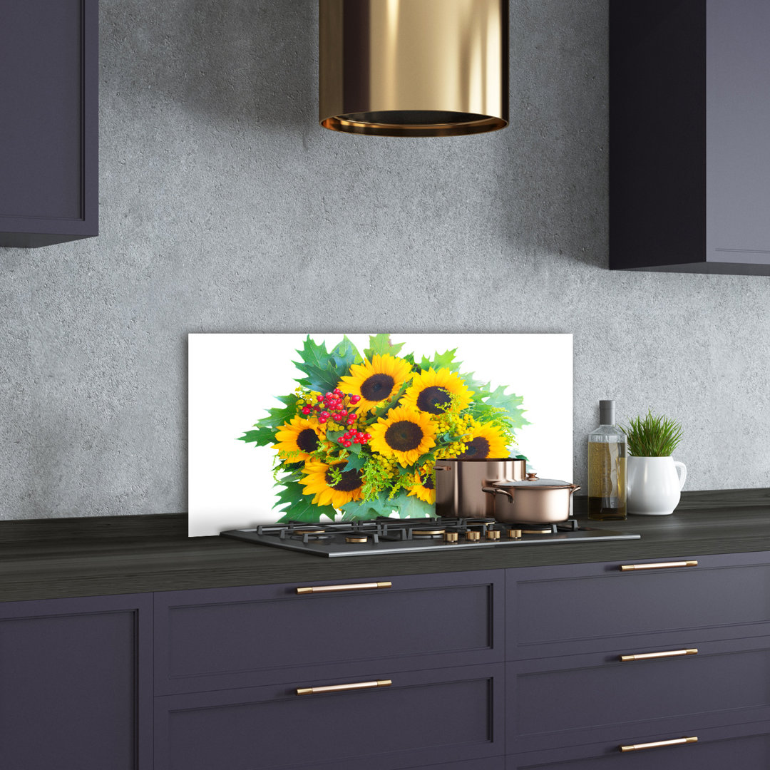 50 cm x 100 cm Glas Spritzschutzpaneel Bouquet of Sunflowers