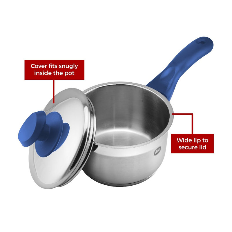 Professional 5 Qt Blue Stainless Steel Stock Pot with Lid