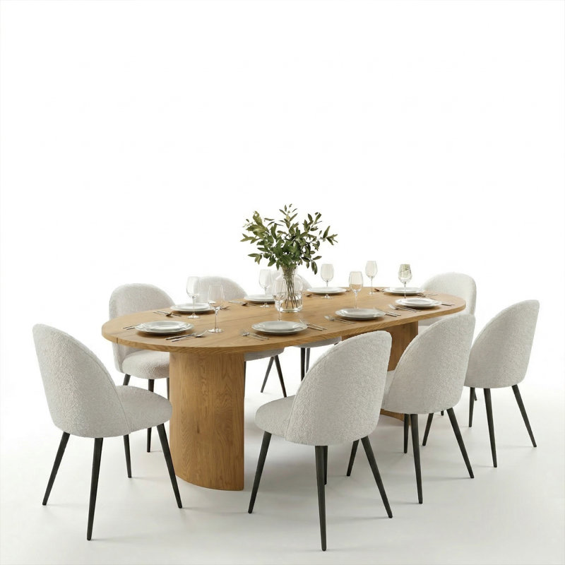 Audna 8 - Person Double Pedestal Dining Set, Oak
