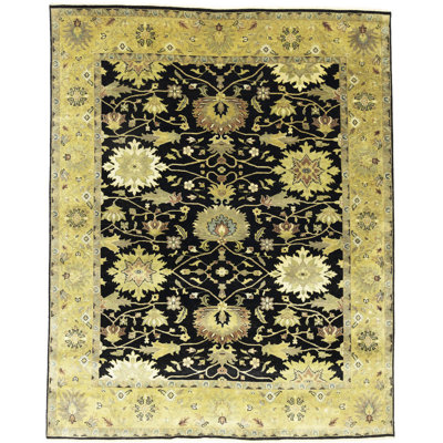 Tapis oriental noir Oushak Chobi