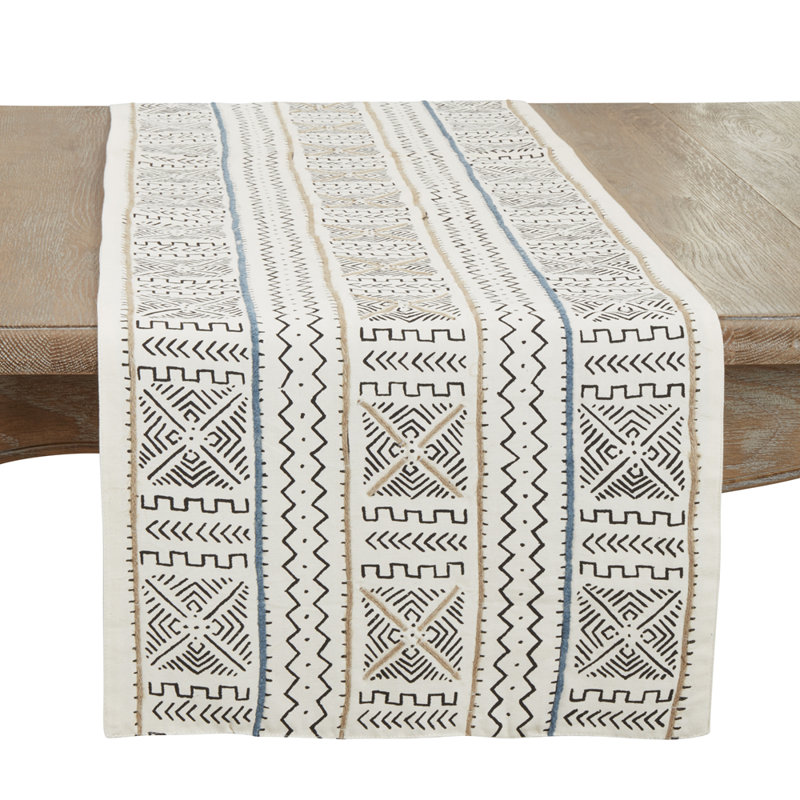 Chemin de table blanc moderne 100% coton 16 po x L 72 po, L 72 po x l 16 po