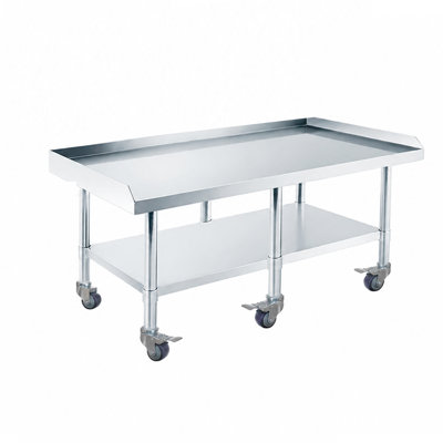 Table de travail à roulettes en acier inoxydable express KitchQuip H 27 po x L 72 po x P 24 po avec roulettes et relevage sur 3 côtés Express KitchQuip