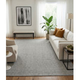 Rava Hand Loomed Striped Area Rug in Gray/Ivory