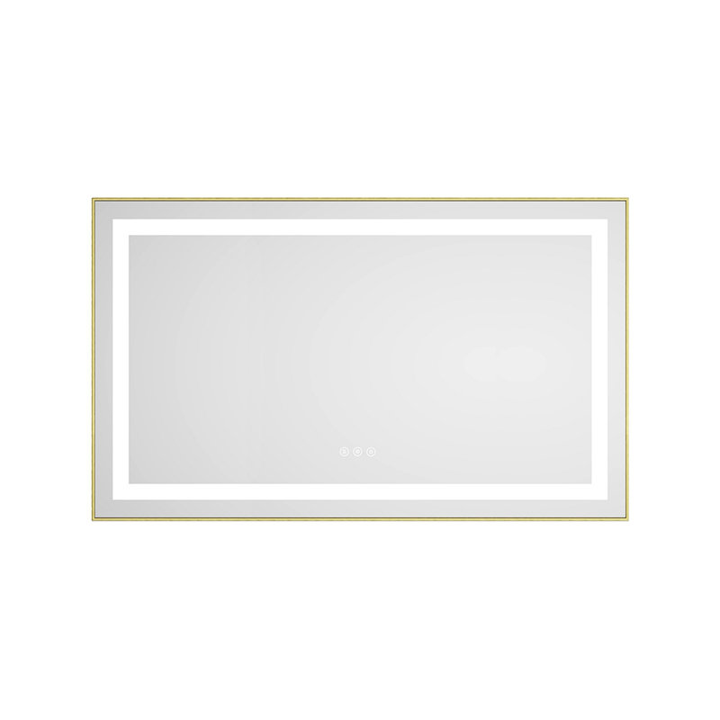 LED Bathroom Mirror With Multiple Functions And Exquisite Design, Brushed Gold, 32.6" x 24.06"
