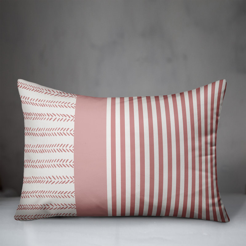 Linework Pattern 18 Outdoor Rectangular Pillow Cover & Insert, Pink
