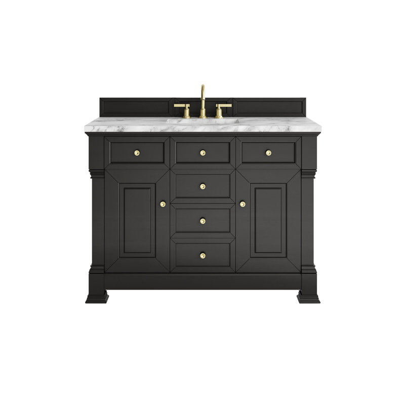Brookfield 48'' W Single Vanity, Carrara White, Black Onyx, Widespread