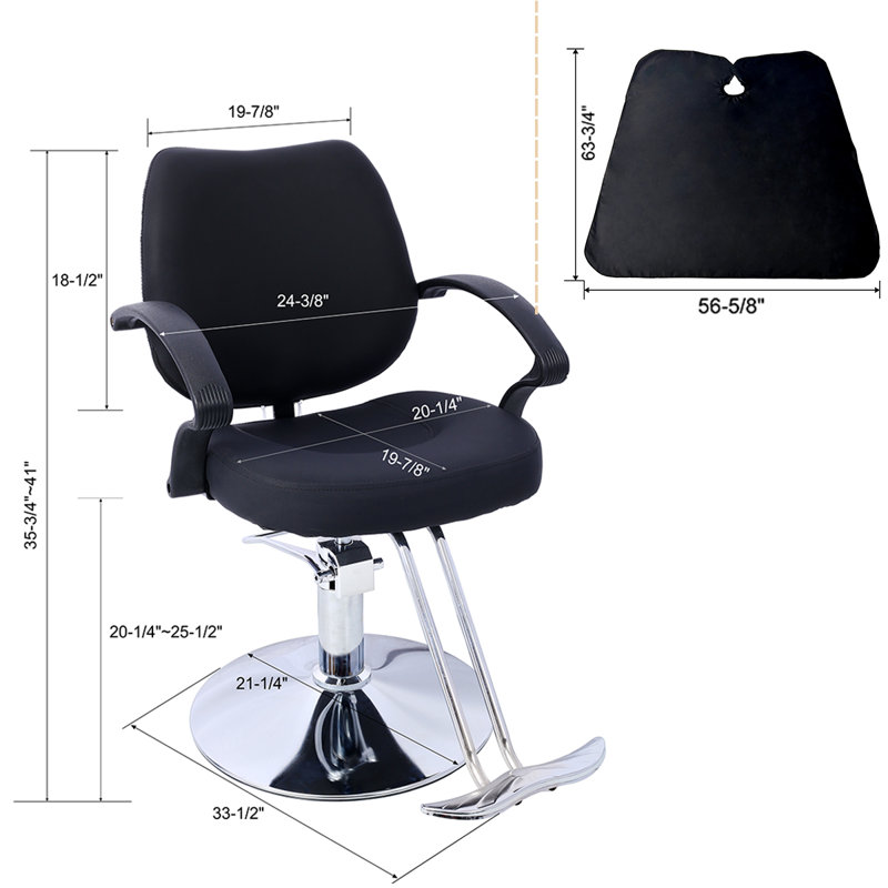 Fauteuil de coiffeur hydraulique avec repose-pieds - Fauteuil de salon de coiffure professionnel avec réglage facile de la hauteur