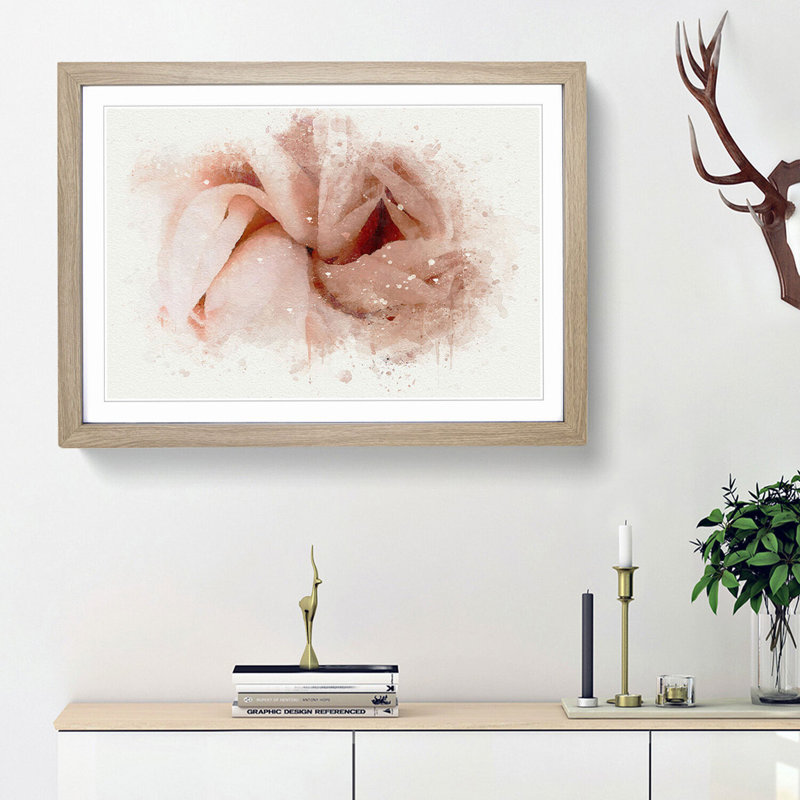 Petals of a Pink Carnation - Picture Frame Graphic Art Print, 48cm H x 65cm W x 2cm D, Oak Framed