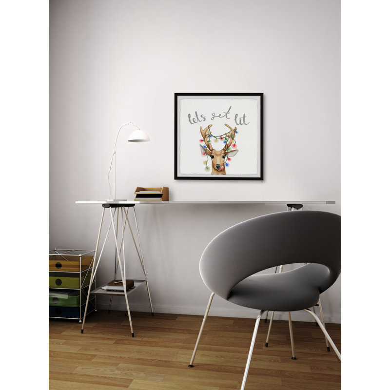 Light-up Antlers - Single Picture Frame Print, 61cm H x 61cm W x 3.81cm D