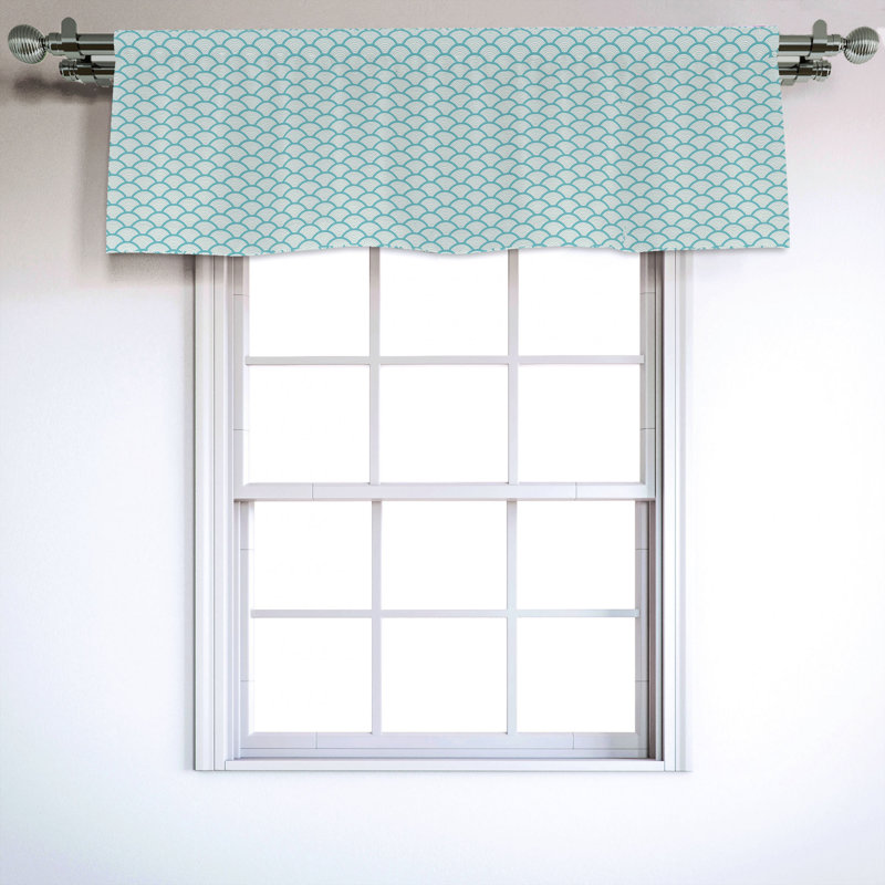 Sky Blue and White Satin Polyester Window Valance 54" x 18"