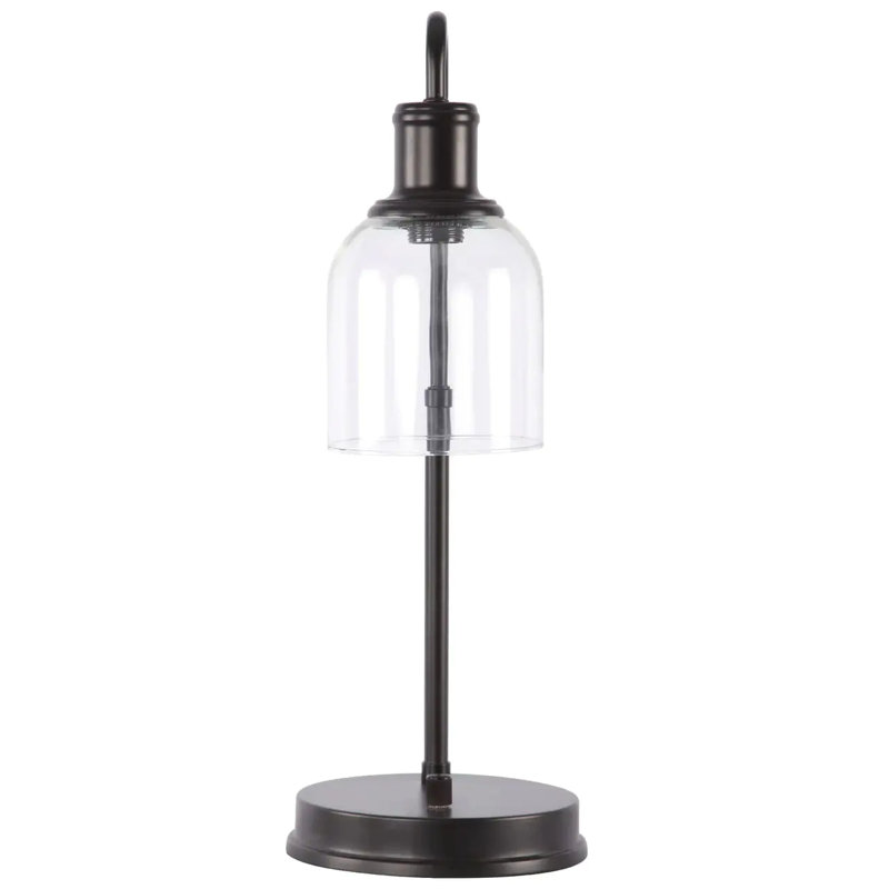 Lampe de bureau en bronze antique avec prise de courant, finition bronze