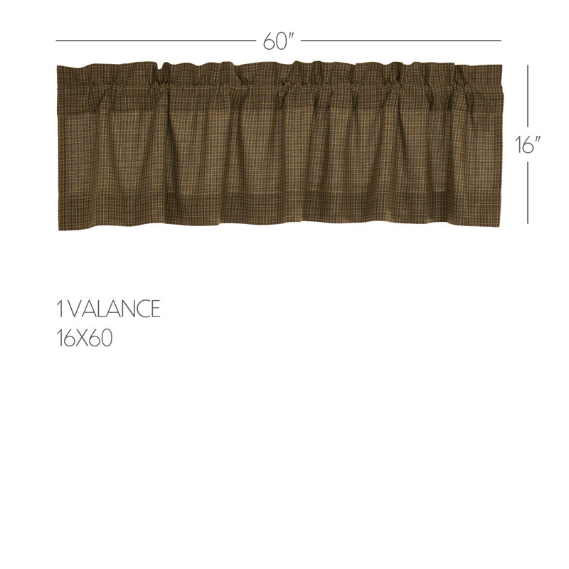 Moss Green Plaid Cotton Rod Pocket 60" Window Valance