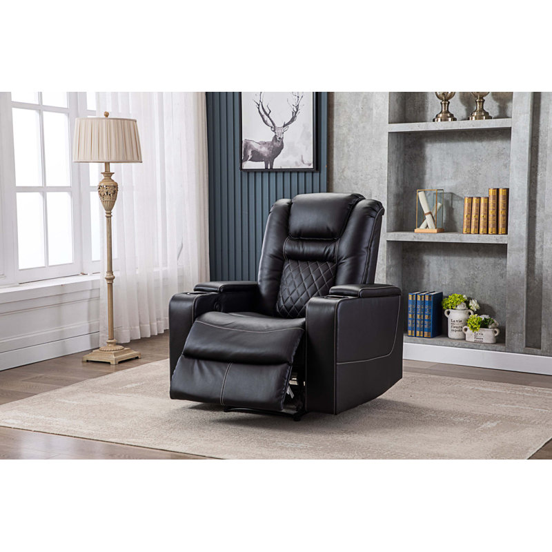 Fauteuil inclinable en cuir Artemiy, Similicuir noir