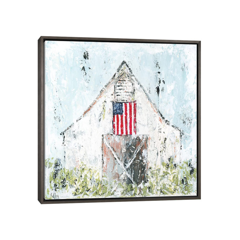 Americana Barn par Ashley Bradley - reproduction d'art, H 26 po x l 26 po x P 1,5 po, Toile encadrée de bois rustique foncé