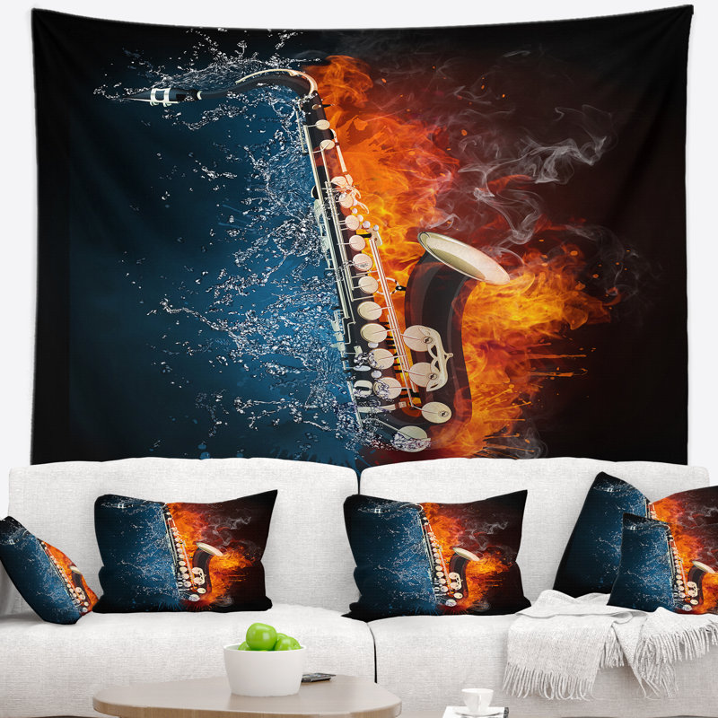 Musique tapisserie de saxophone, H 50 po x l 60 po