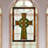18"H Celtic Cross Stained Glass Window Panel