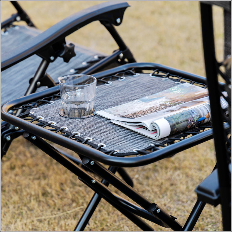 Portable Zero Gravity Chair Set With Side Table For Various Occasions, Gray
