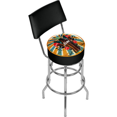Coca Cola Brazil Swivel Upholstered Counter Stool