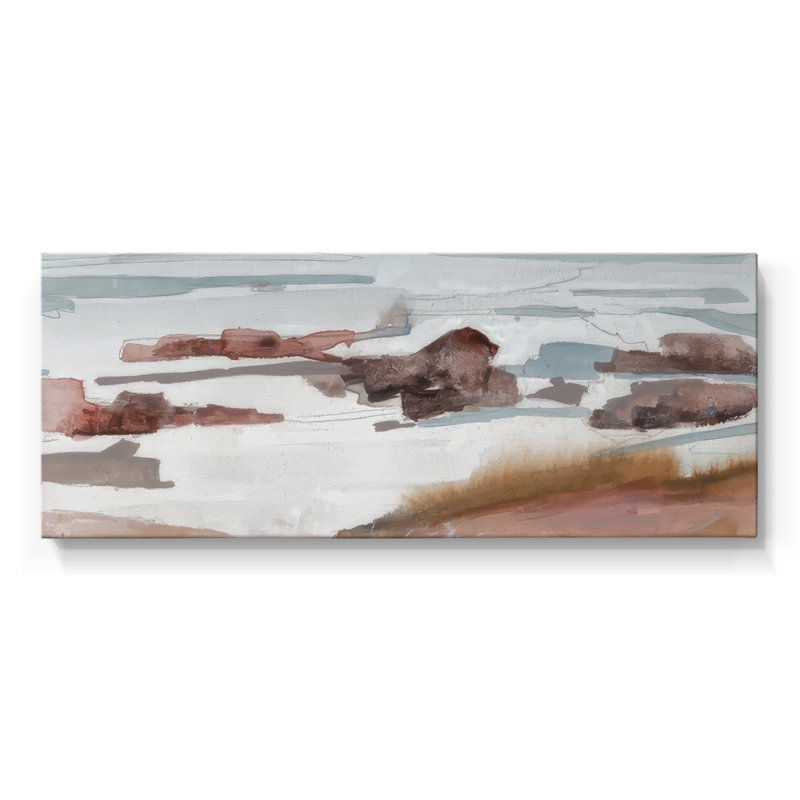 Coastal Calm Shores II - Toile tendue avec châssis - Prêt à accrocher, H 12 po x l 30 po