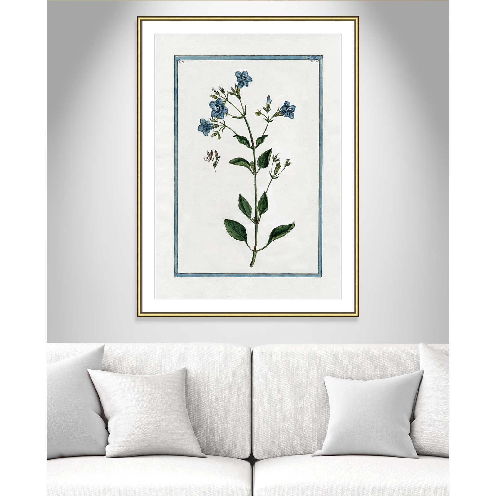 Colombe "Shabby Elegance Botanical II" Print, Gold Framed, 30.75" W x 42.75" H