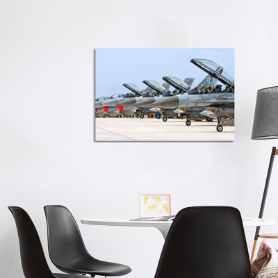 Line-Up Of Hellenic Air Force F-16 Aircraft by Giovanni Colla - Wrapped Canvas Print