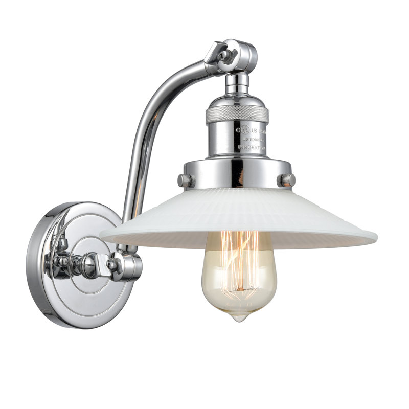 Miramontes Armed Sconce, Polished Chrome, No Bulb Included, Matte White Halophane