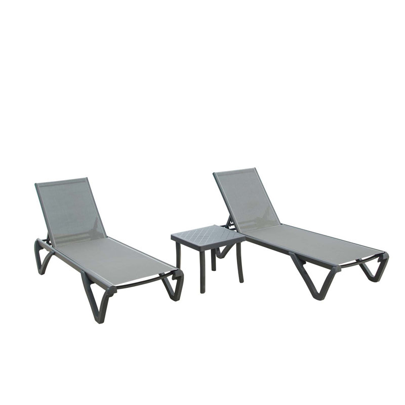 Patio Chaise Lounge Chair Set Of 3, Adjustable Backrests, Weather-Resistant Aluminum Frame, Ideal For Outdoor Relaxation And Sunbathing
