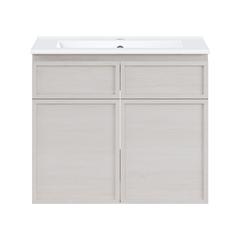 Meuble-lavabo mural 24 po St. Blanc Tropez, Blanc, Trou simple