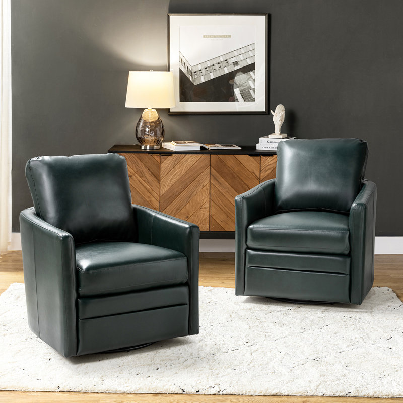 Alfonso 27"Wide Faux Leather Swivel Armchair, Camel Faux Leather