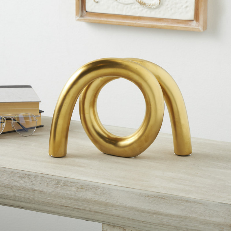 Sculpture en céramique Pandra, Or, H 8,25 po x l 11,6 po x P 3,85 po