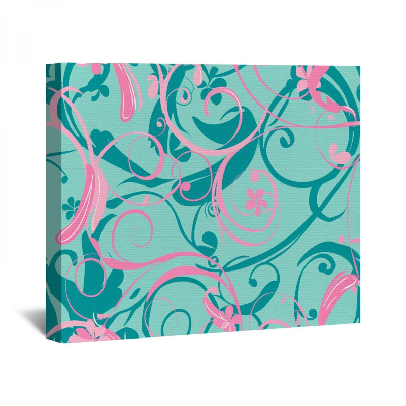 Cyan tourbillonnant sur toile, H 16 po x l 16 po