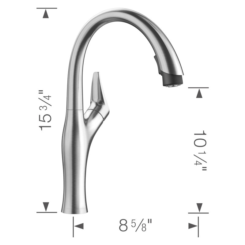 Robinet de cuisine à double jet Artona, 1,5 gallons par minute, Acier inoxydable