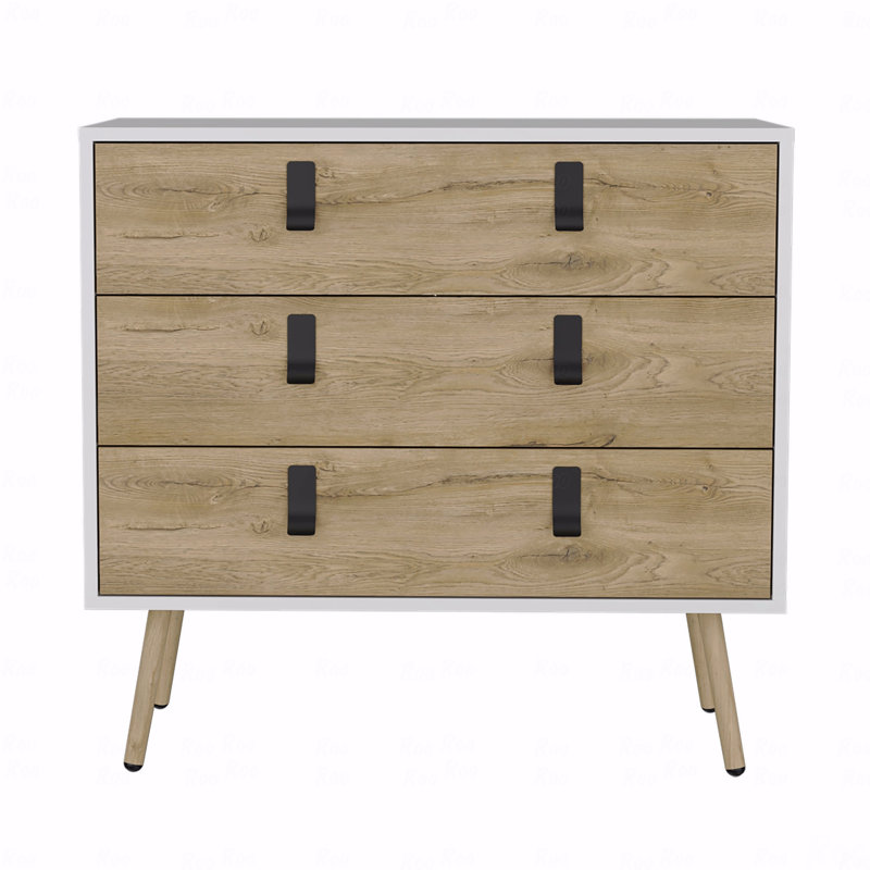 Commode, unité moderne à 3 tiroirs avec poignées