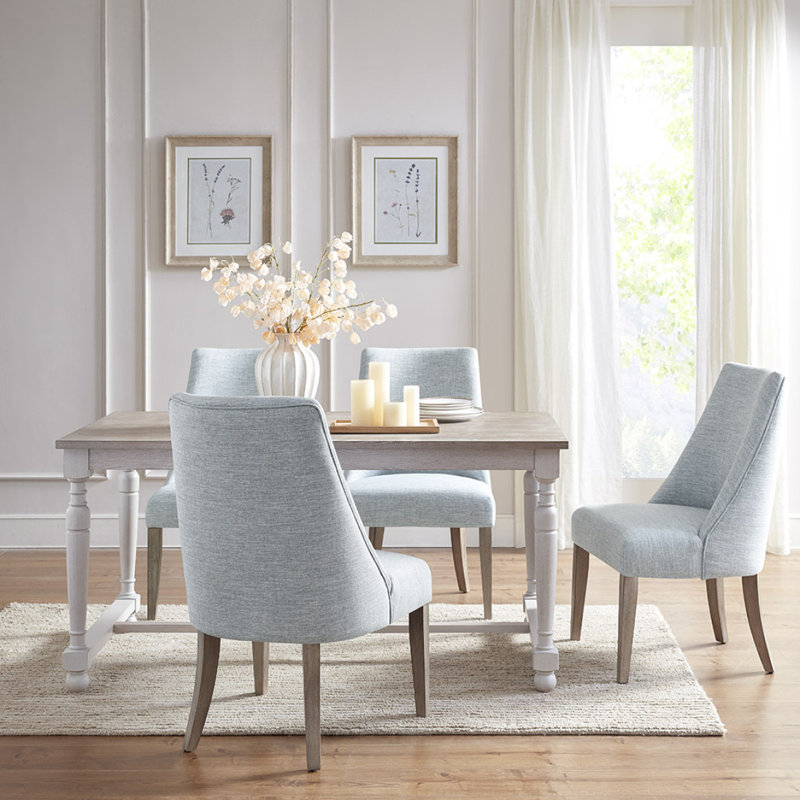 Ensemble de 2 chaises de salle à manger rembourrées, Bleu clair