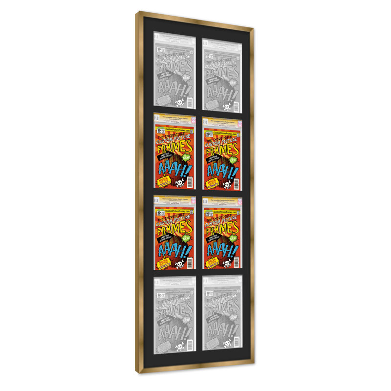 Wood Picture Frame with Mat, 8.125" x 13", Black/Gold, 30" x 58.5"