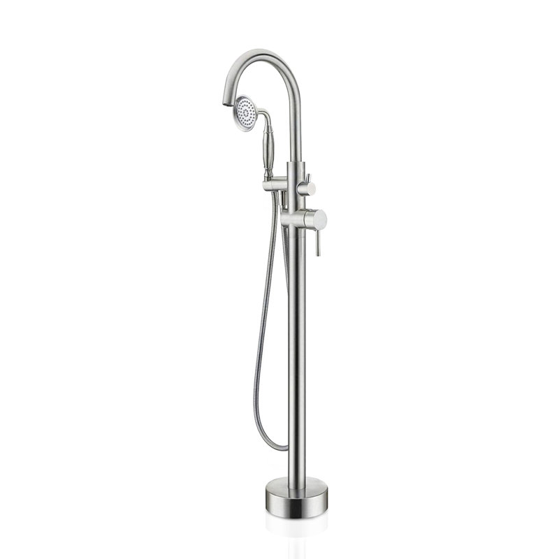 Freestanding Tub Filler with Handheld Shower, Brushed Nickel