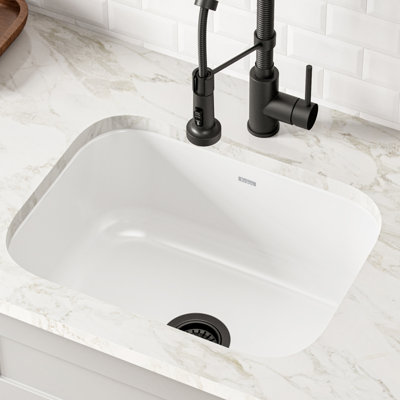KRAUS Pintura™ 23-inch L 16 Gauge Undermount Single Bowl Enameled Steel Kitchen Sink in White