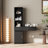 Black Modern Black Hair Styling Station With Multi-Layer Storage, Drawers & Cabinet – Space-Saving Vanity Desk-115359246