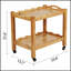 Table d'appoint roulante en bois d'hévéa massif, à 2 niveaux avec roues verrouillables et plateau amovible, robuste et durable pour diverses utilisations