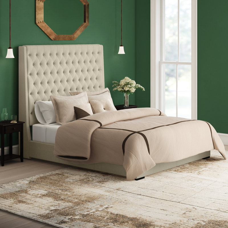 Lit tapissier standard à profil bas Shun, Très grand, Gris