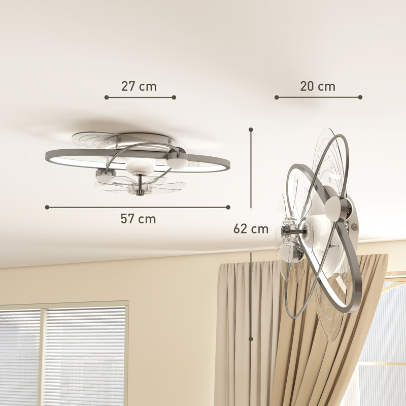 28.5cm Ceiling Fan with LED Lights, Silver