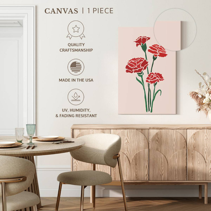 Harnek Red Carnations, 51" H x 34" W