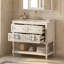 Ensemble de meuble-lavabo 36 po avec lavabo, lavabo en céramique encastré, ensemble de meuble-lavabo autoportant avec 4 tiroirs, armoire de salle de bain avec cadre en bois massif, beige