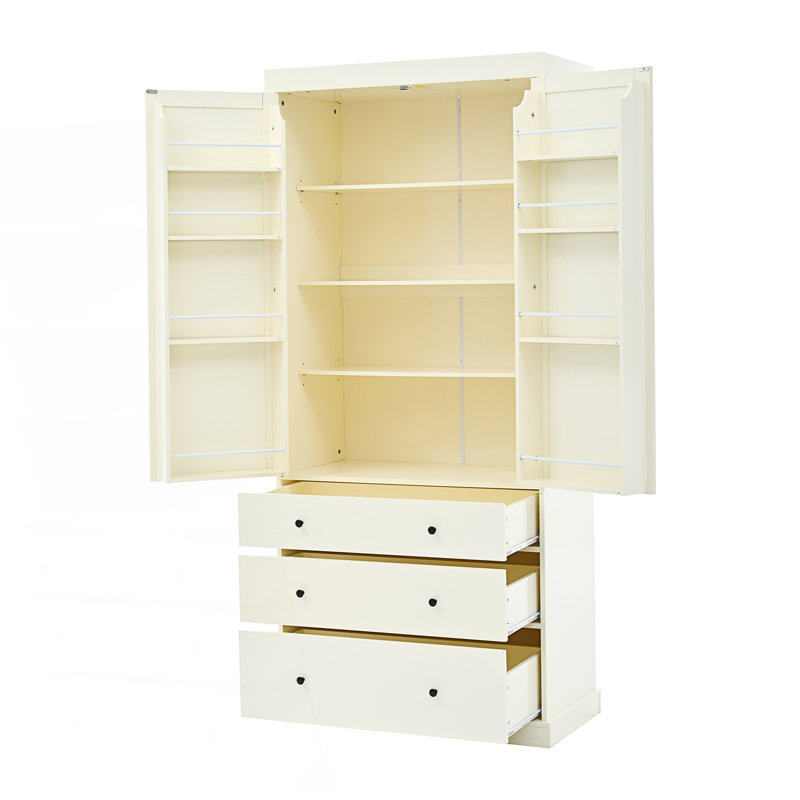 Grand garde-manger moderne avec armoire de rangement autoportante avec 3 tablettes réglables