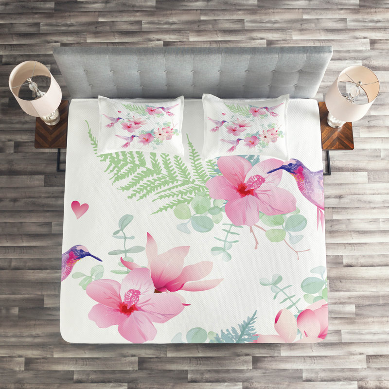 Coastal Polyester Floral Coverlet
