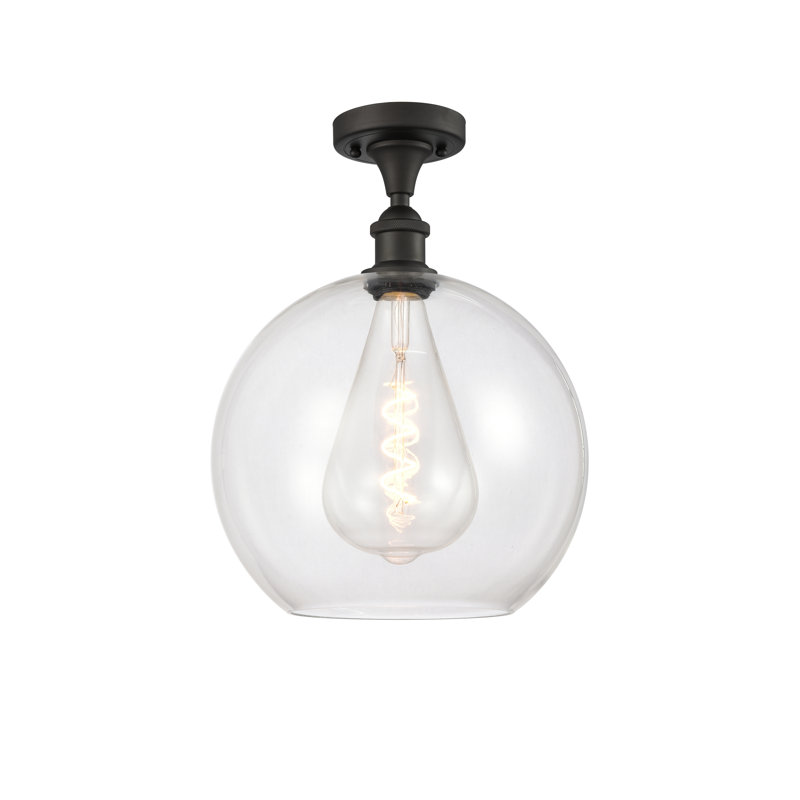 Plafonnier semi-encastré 1 lumière Cindi, H 16,38 po x l 11,75 po x P 11,75 po, Transparent, Bronze huilé