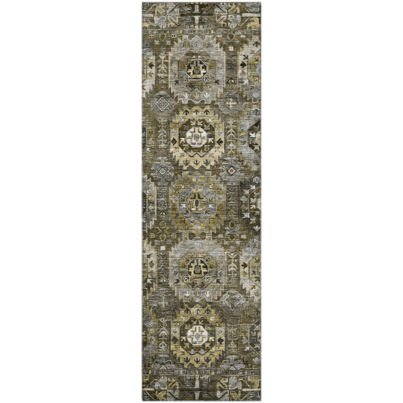 Premium Machine Washable Mayfield Medallions Rug, Mocha, 8' x 10'