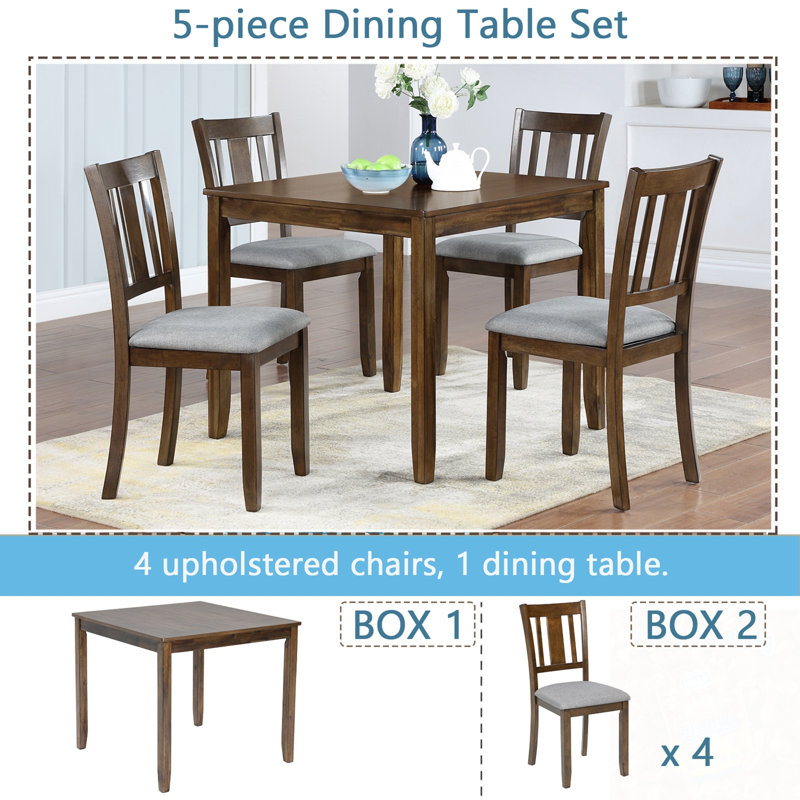 Ensemble repas 5 pièces avec 4 chaises à dossier à lattes